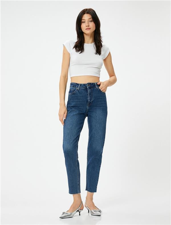 Koton 4Sal40306Md Drk Koyu İndigo Kadın Denim Pantolon