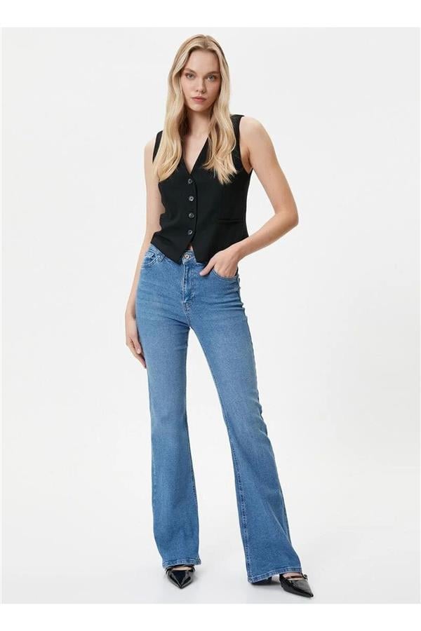 Koton 4Sal40306Md Mıd Orta İndigo Kadın Denim Pantolon