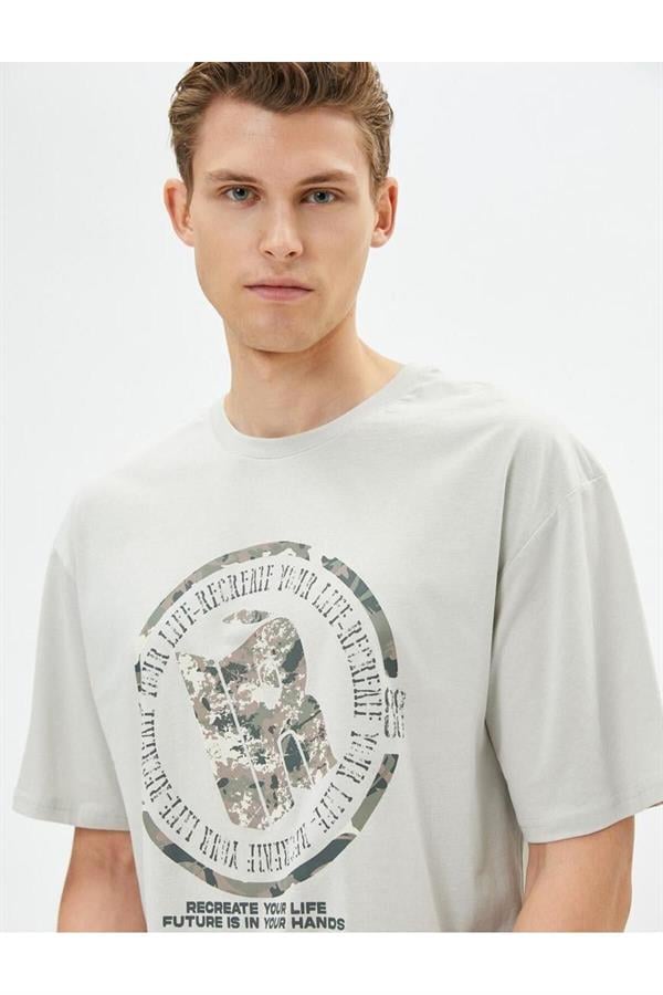 Koton 4Sam10040Hk 031 Gri Erkek Jersey Pamuk Kısa Kollu T-shirt