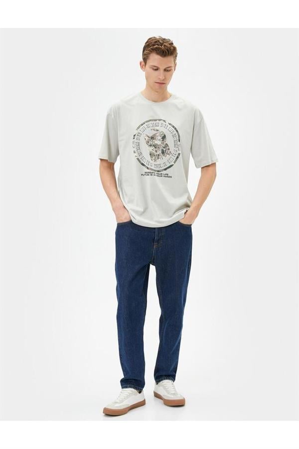 Koton 4Sam10040Hk 031 Gri Erkek Jersey Pamuk Kısa Kollu T-shirt