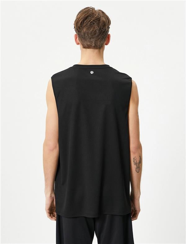 Koton 4Sam30005Nk 999 Sıyah Erkek Polyester Jersey Kolsuz T-Shırt