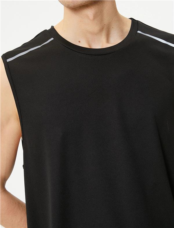 Koton 4Sam30005Nk 999 Sıyah Erkek Polyester Jersey Kolsuz T-Shırt