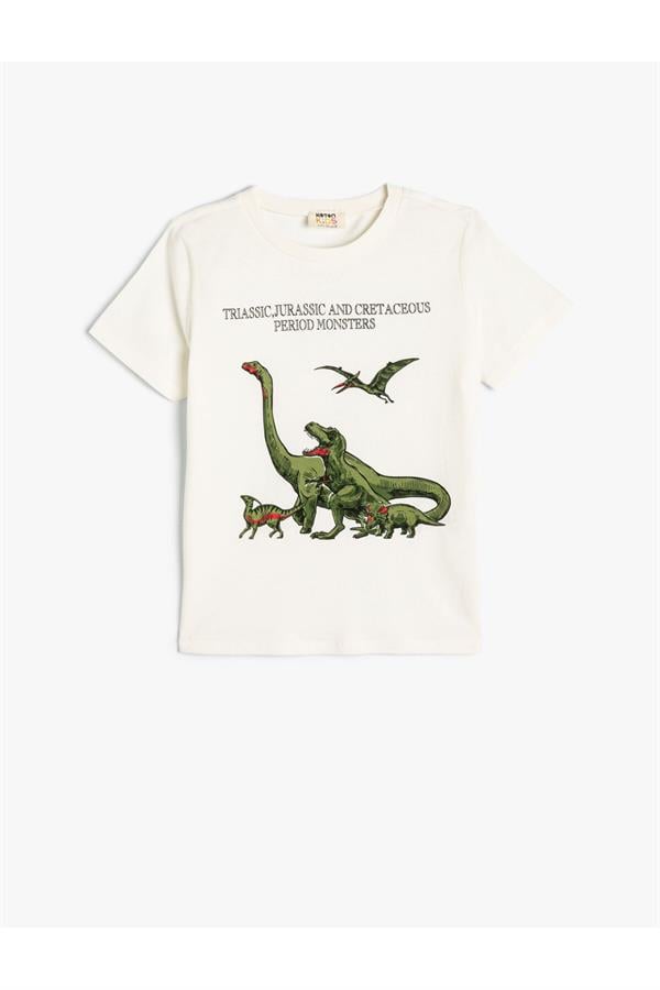Koton 4Skb10038Tk 010 Ekru Erkek Çocuk Jersey Pamuk Kısa Kollu T-shirt