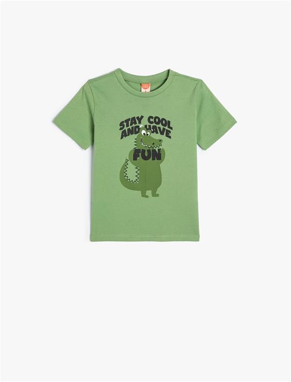 Koton 4Smb10031Tk 774 Yesıl Erkek Bebek Jersey Kısa Kollu T-Shırt
