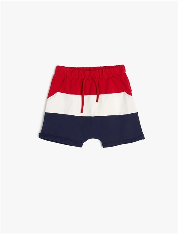 Koton 4Smb40106Tk 4S0 Kırmızı Çizgili Erkek Bebek Jersey Şort
