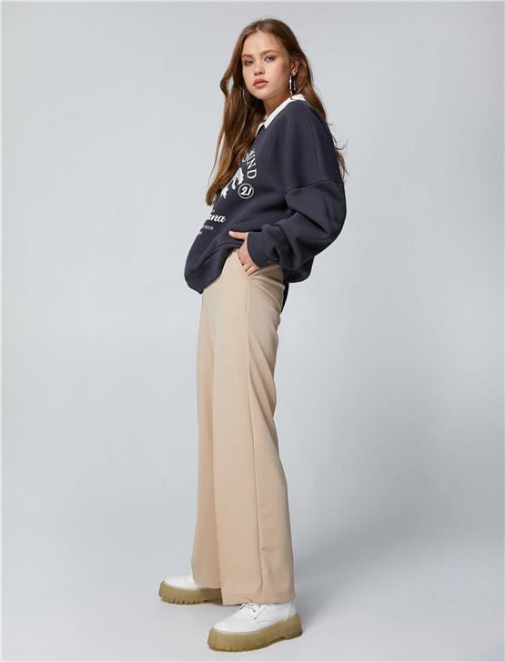 Koton 4Wal10147Ik 046 Gri Genç Kız Pamuk Jersey Sweatshirt