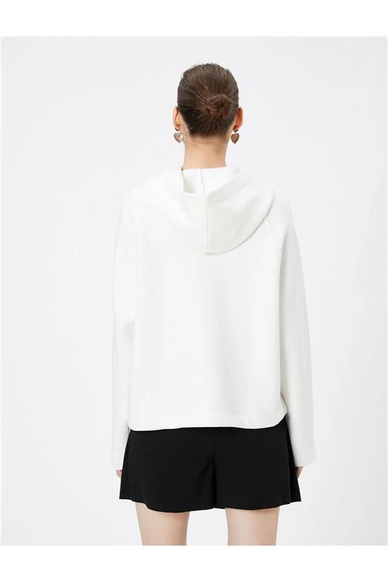 Koton 4Wal10149Ik 010 Ekru Genç Kız Pamuk Jersey Sweatshirt