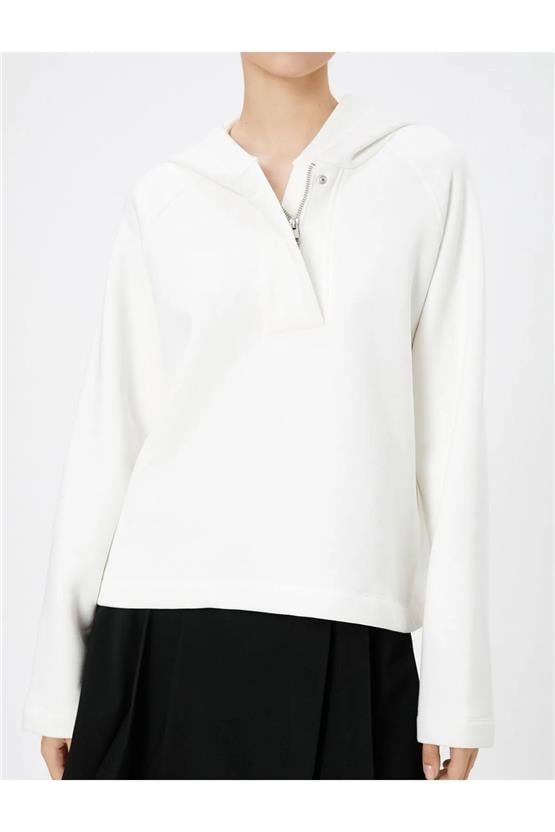 Koton 4Wal10149Ik 010 Ekru Genç Kız Pamuk Jersey Sweatshirt