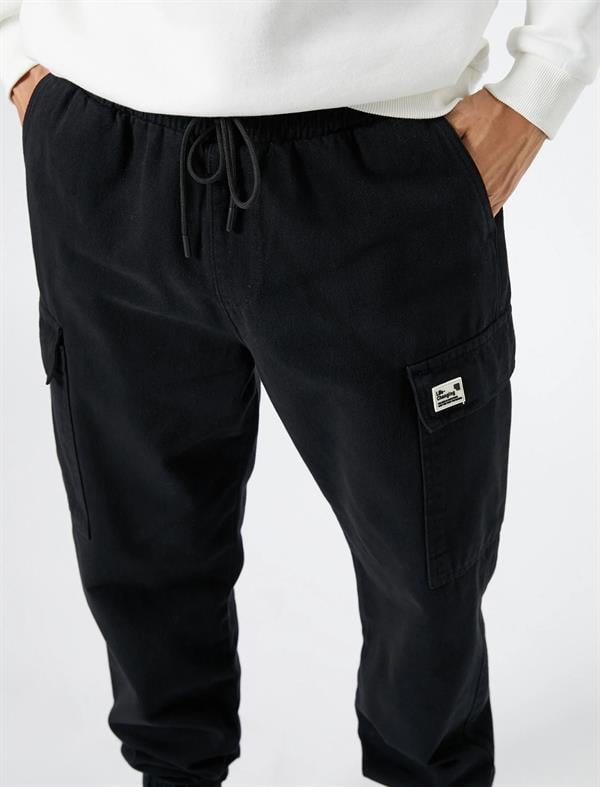 Koton 4Wam40033Hw 999 Siyah Erkek Pamuk Woven Bottoms Pantolon