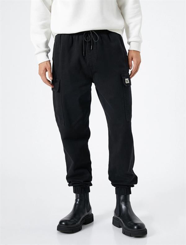 Koton 4Wam40033Hw 999 Siyah Erkek Pamuk Woven Bottoms Pantolon