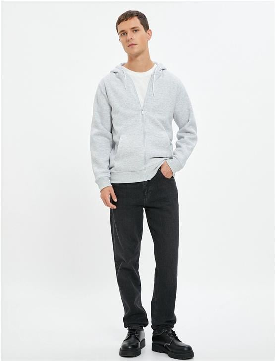 Koton 4Wam70029Mk 031 Gri Erkek Pamuk Jersey Sweatshirt
