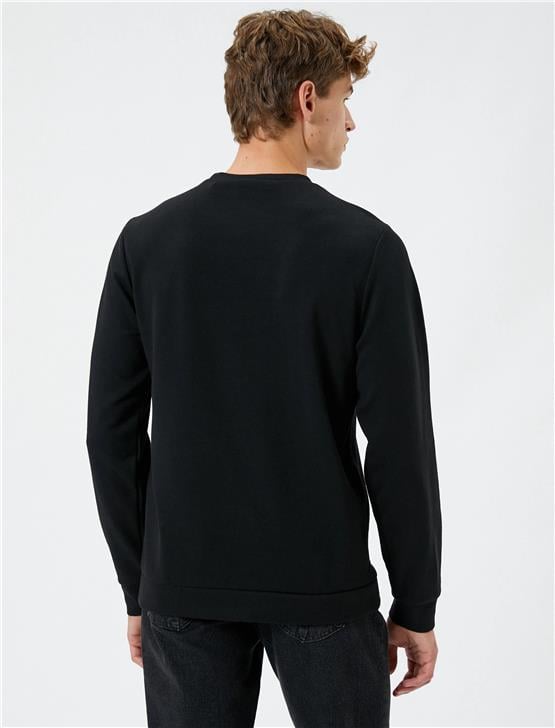 Koton 4Wam70189Mk 999 Sıyah Erkek Pamuk Jersey Kazak
