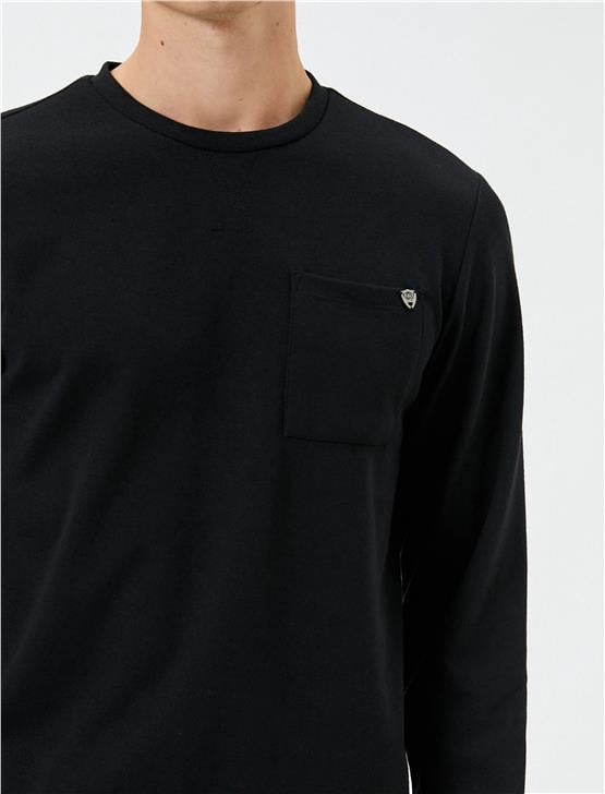 Koton 4Wam70189Mk 999 Sıyah Erkek Pamuk Jersey Kazak