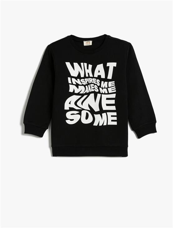 Koton 4Wkb10268Tk 999 Siyah Erkek Çocuk Pamuk Jersey Sweatshirt