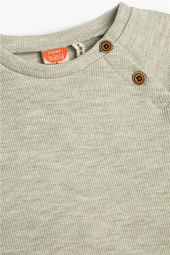 Koton 4Wmb10052Tk 023 Gri Erkek Bebe Pamuk Jersey Sweatshirt