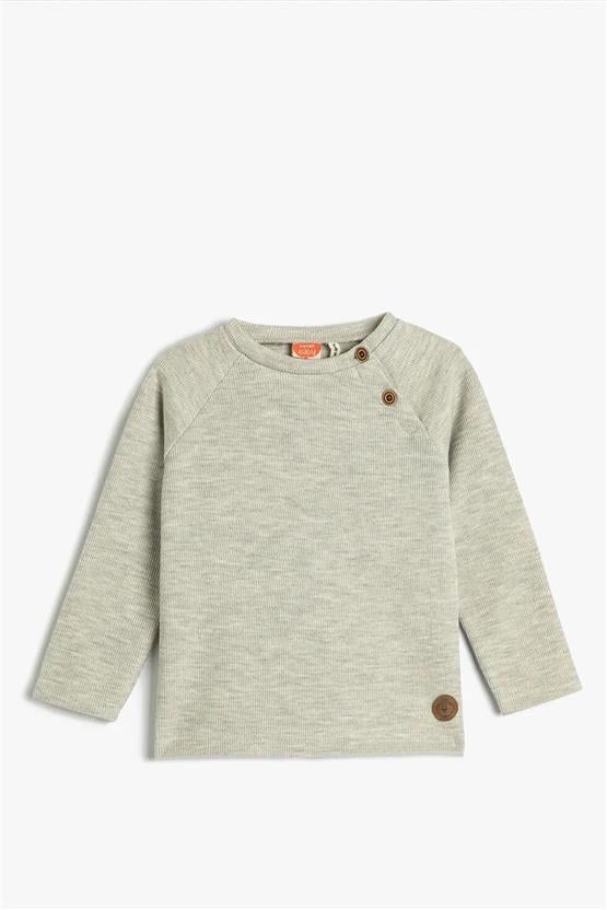 Koton 4Wmb10052Tk 023 Gri Erkek Bebe Pamuk Jersey Sweatshirt