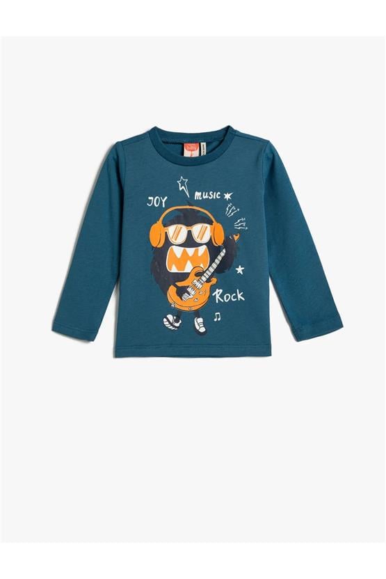 Koton 4Wmb10070Tk Lın Lıght İndigo Erkek Bebek Pamuk Jersey T-Shirt
