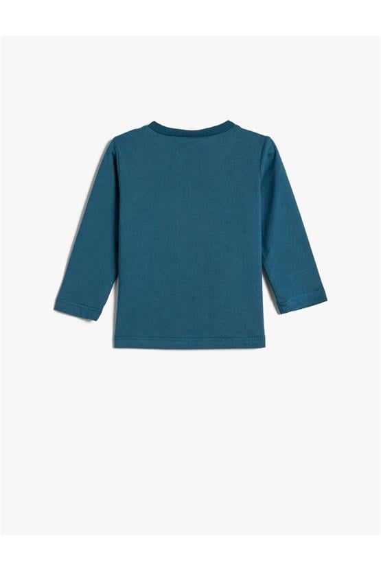 Koton 4Wmb10070Tk Lın Lıght İndigo Erkek Bebek Pamuk Jersey T-Shirt