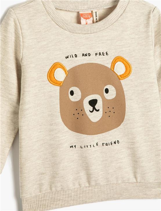 Koton 4Wmb10164Tk 050 Bej Erkek Bebe Pamuk Jersey Sweatshirt
