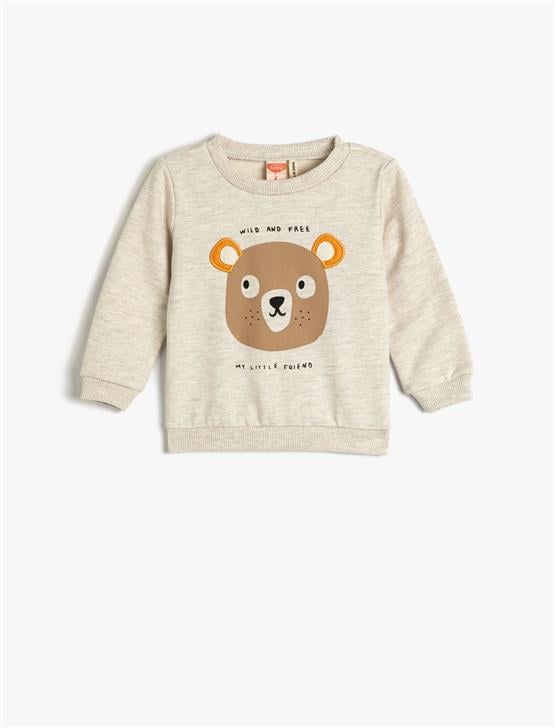 Koton 4Wmb10164Tk 050 Bej Erkek Bebe Pamuk Jersey Sweatshirt