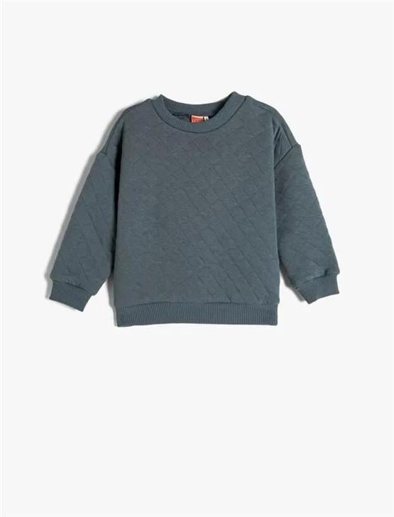 Koton 4Wmb10172Tk 715 Lacivert Erkek Bebek Pamuk Jersey Sweatshirt