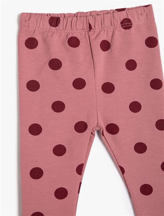 Koton 4Wmg40013Ak 2D7 Pembe Desenli Kız Bebe Pamuk Jersey Tayt