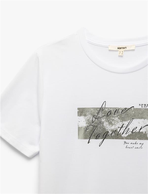 Koton 5Sak50117Ek 000 Beyaz Kadın Vıskoz Jersey T-Shırt
