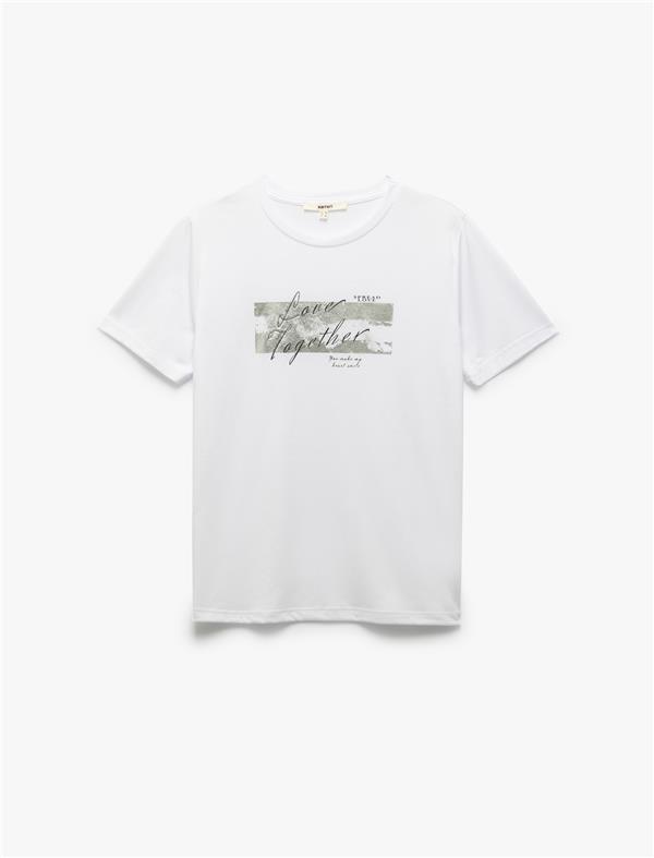 Koton 5Sak50117Ek 000 Beyaz Kadın Vıskoz Jersey T-Shırt