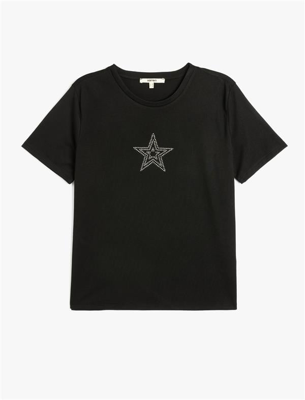 Koton 5Sak50142Ek 999 Sıyah Kadın Vıskoz Jersey T-Shırt