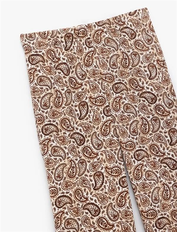 Koton 5Sal40021Ik 5D0 Kahverengı Desenlı Genc Kız Elastan Jersey Pantolon