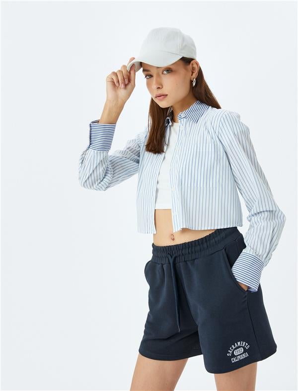 Koton 5Sal40037Ik 704 Lacıvert Genc Kız Pamuk Jersey Short