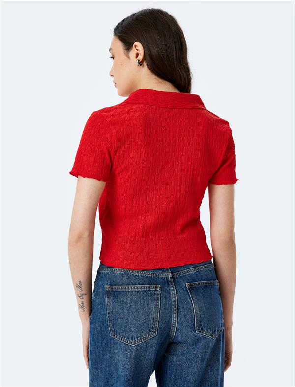 Koton 5Sal60003Ik 401 Kırmızı Genc Kız Elastan Jersey Kısa Kollu Bluz