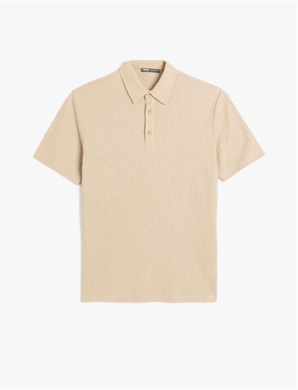 Koton 5Sam10001Mk 057 Bej Erkek Pamuk Jersey Polo T-Shırt
