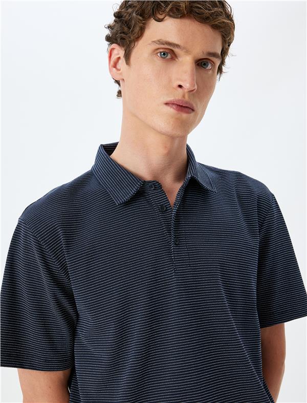 Koton 5Sam10010Mk 716 Lacıvert Erkek Jersey Pamuk Polo T-Shırt