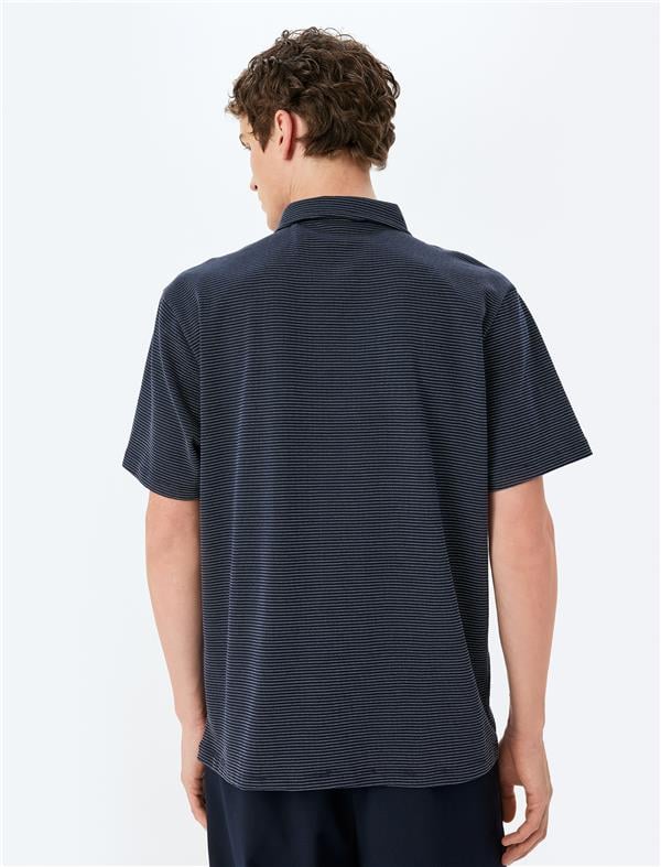 Koton 5Sam10010Mk 716 Lacıvert Erkek Jersey Pamuk Polo T-Shırt