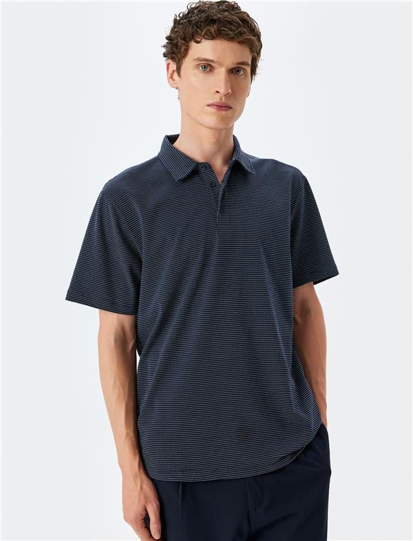 Koton 5Sam10010Mk 716 Lacıvert Erkek Jersey Pamuk Polo T-Shırt