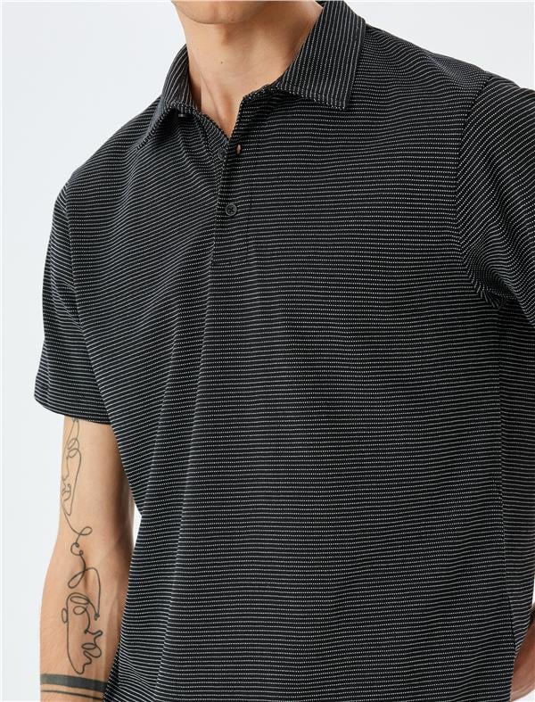 Koton 5Sam10010Mk 999 Sıyah Erkek Jersey Pamuk Polo T-Shırt