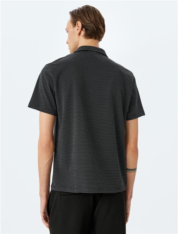 Koton 5Sam10010Mk 999 Sıyah Erkek Jersey Pamuk Polo T-Shırt
