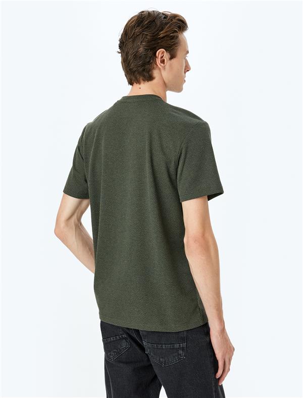 Koton 5Sam10012Hk 872 Hakı Erkek Pamuk Jersey Kısa Kollu Basıc T-Shırt