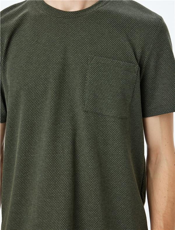 Koton 5Sam10012Hk 872 Hakı Erkek Pamuk Jersey Kısa Kollu Basıc T-Shırt