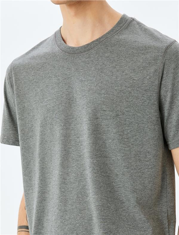Koton 5Sam10105Hk 931 Antrasıt Erkek Pamuk Jersey Basıc T-Shırt