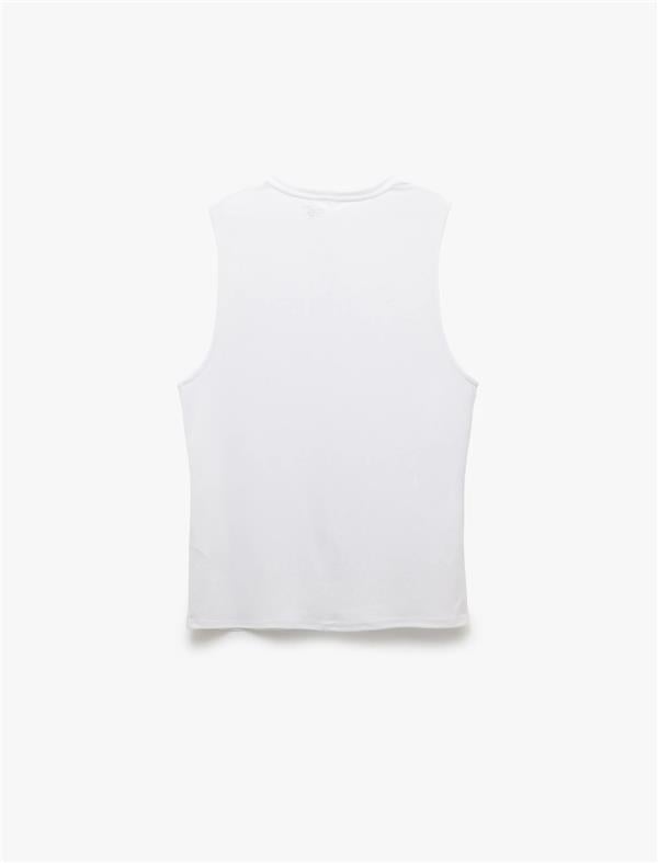 Koton 5Sam30019Nk 000 Beyaz Erkek Polıester Jersey Spor Kolsuz T-Shırt