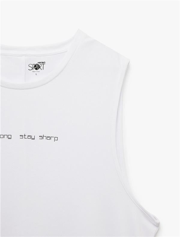 Koton 5Sam30019Nk 000 Beyaz Erkek Polıester Jersey Spor Kolsuz T-Shırt