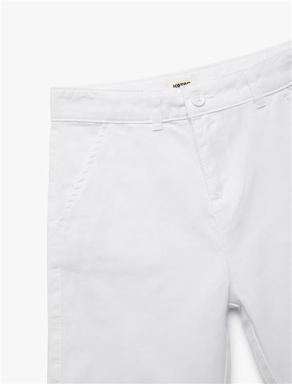 Koton 5Skb40047Tw 000 Beyaz Erkek Cocuk Pamuk Dokuma Short