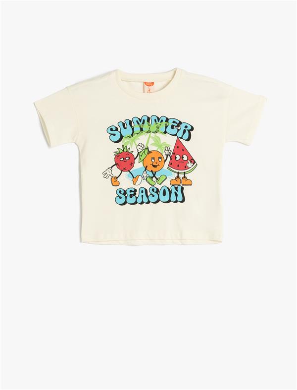 Koton 5Smb10009Tk 010 Ekru Erkek Bebek Pamuk Jersey Kısa Kollu T-Shırt