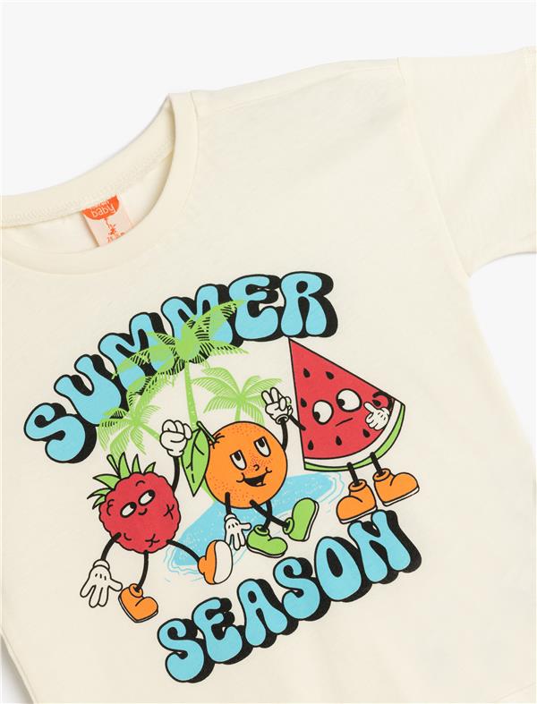 Koton 5Smb10009Tk 010 Ekru Erkek Bebek Pamuk Jersey Kısa Kollu T-Shırt