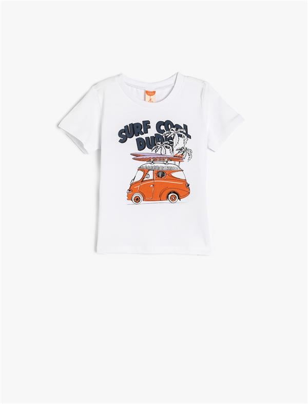 Koton 5Smb10061Tk 000 Beyaz Erkek Bebek Pamuk Jersey T-Shırt