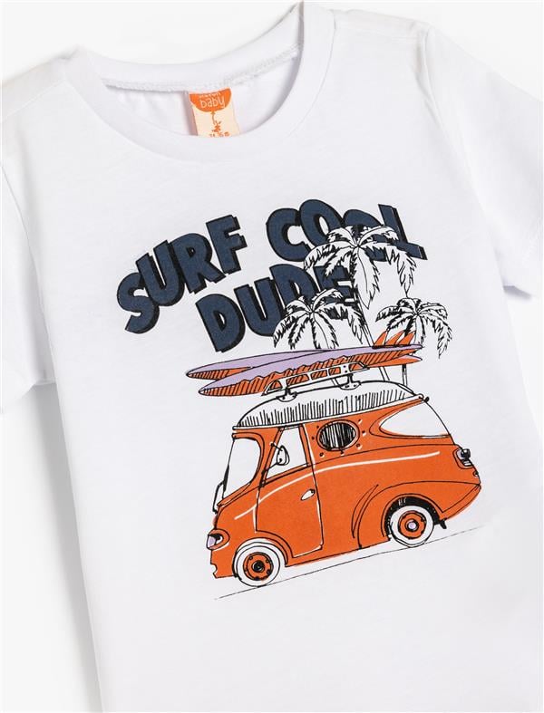 Koton 5Smb10061Tk 000 Beyaz Erkek Bebek Pamuk Jersey T-Shırt