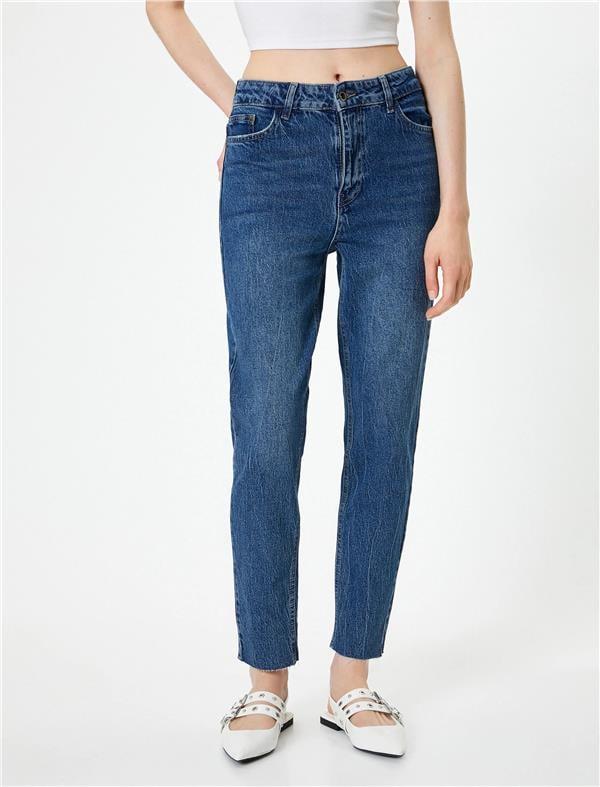 Koton 5Wal40020Md Drk Koyu Indıgo Kadın Pamuk Denim Pantolon