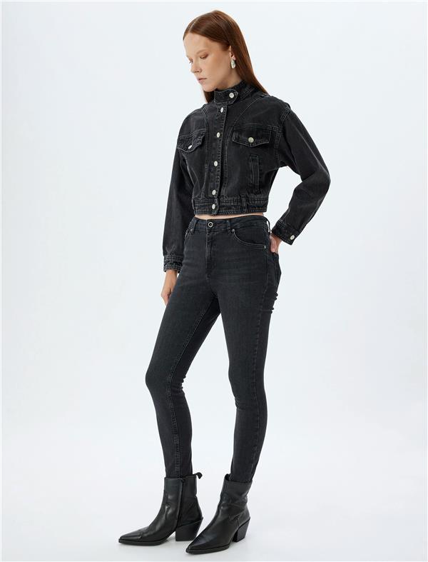 Koton 5Wal40052Md Blk Siyah Kadın Pamuk Denim Pantolon